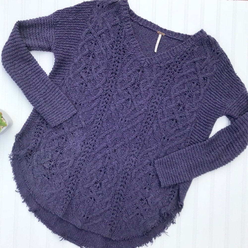 {Free People} raw edge cable sweater